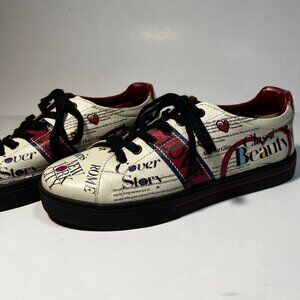 Brighton Calf Leather scoop Newsprint Sneakers